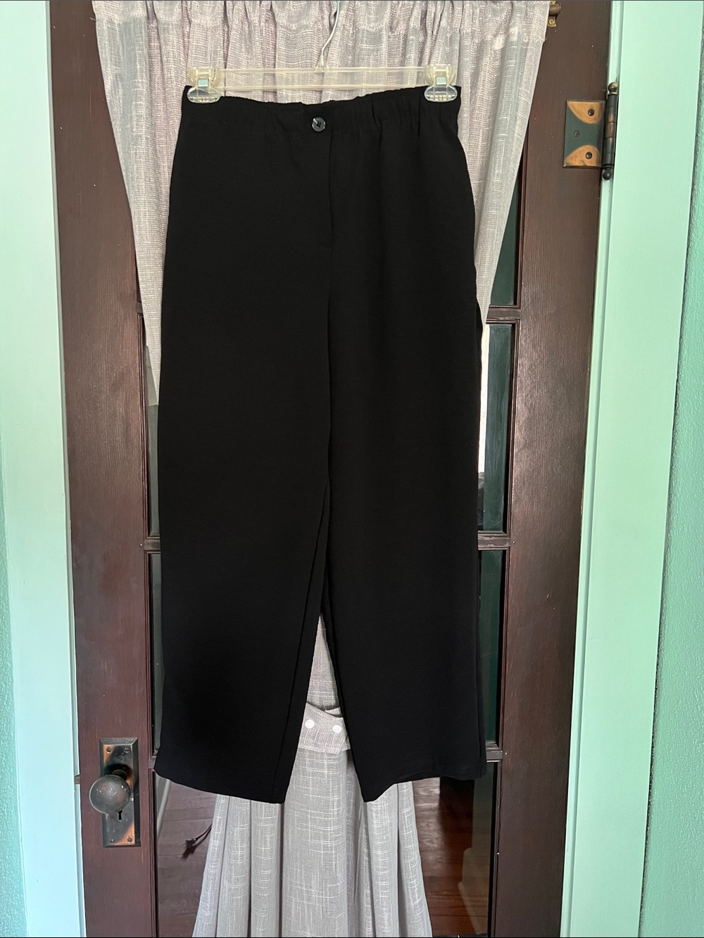 Classic Black Wide-Leg Pull-On Pants
